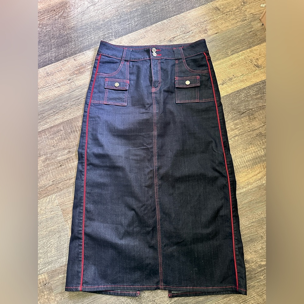 Y2k 2000s Crest Jeans Denim Maxi Skirt Size 13/14